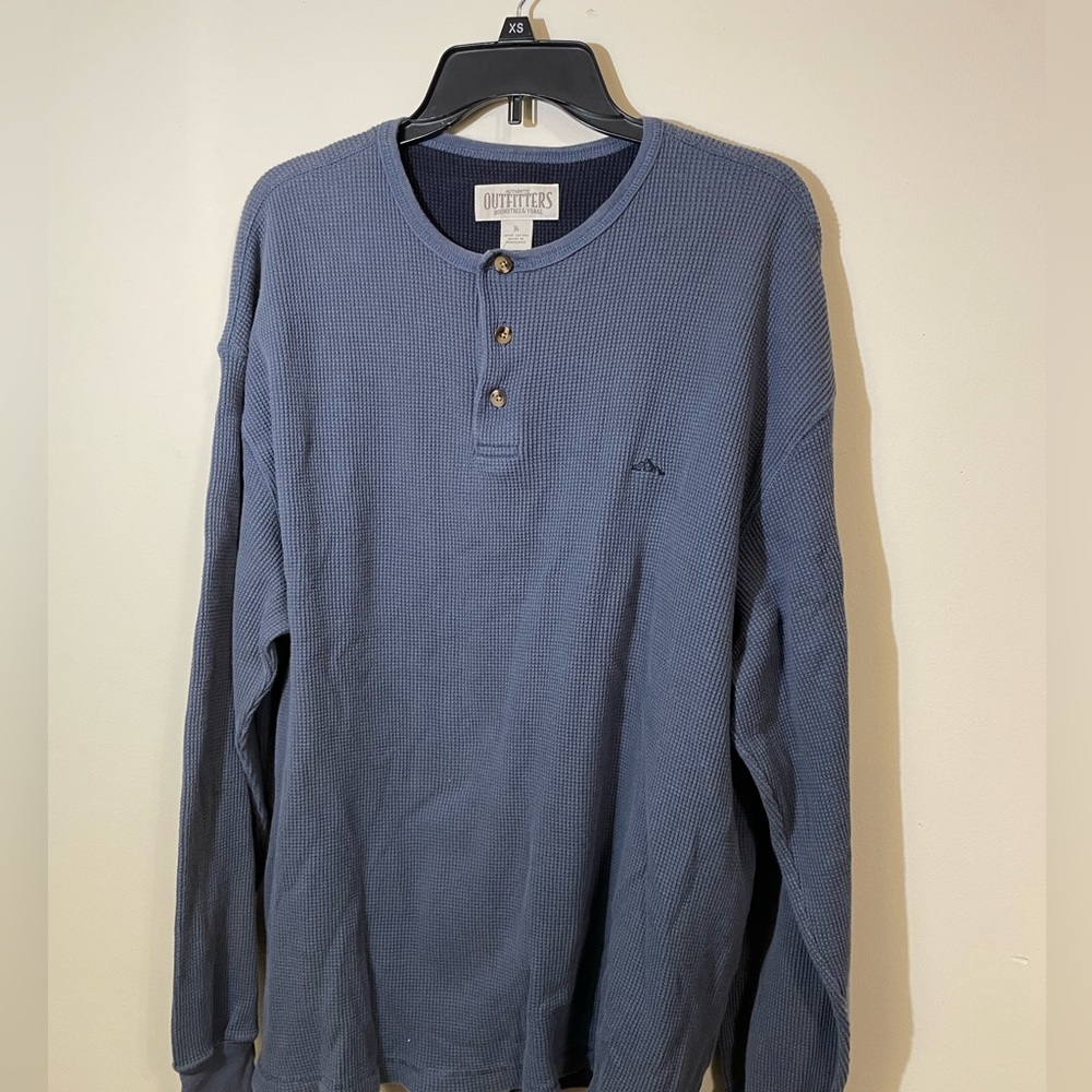 Outfitters Roundtree & Yorke Henley Shirt Mens XL Blue long sleeve Ribbed cotton